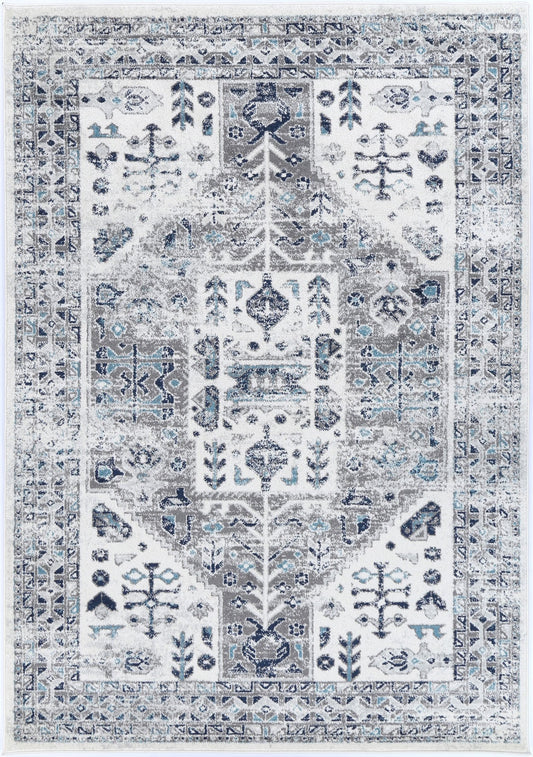 Ligures Cream Blue Traditional Rug