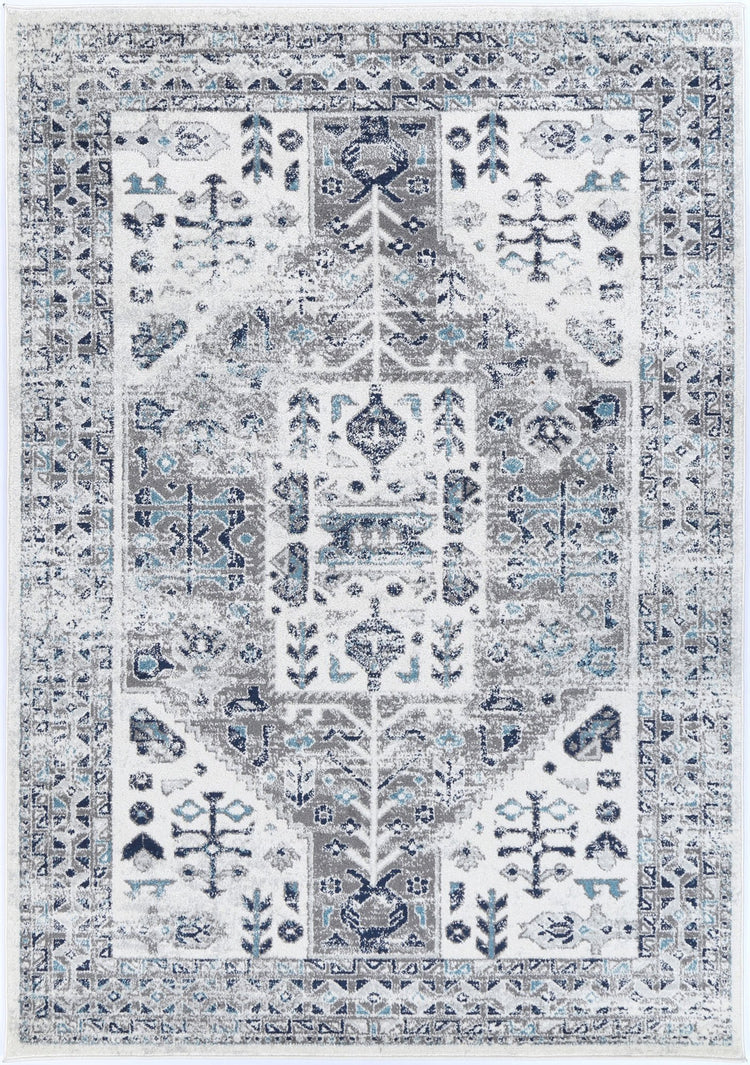 Ligures Cream Blue Traditional Rug