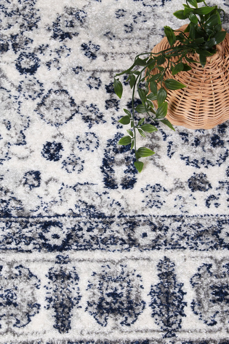 Ligures Navy Cream Traditional Rug