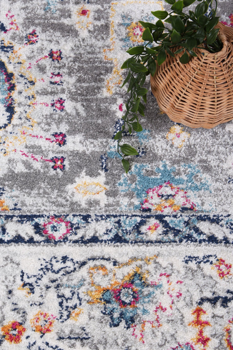 Ligures Grey Multi Traditional Rug