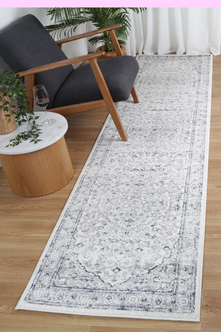 Ligures Cream Navy Floral Rug