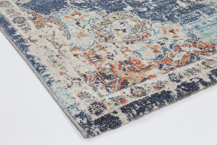 Hollow Medalion Transitional Navy Multi Rug