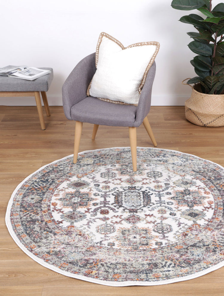 Windsor Boarder Cream Round Rug