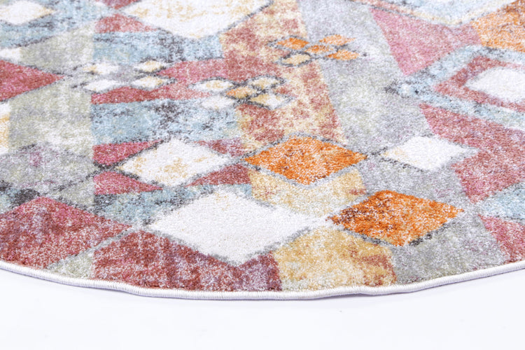 Windsor Tiled Multi Round Rug