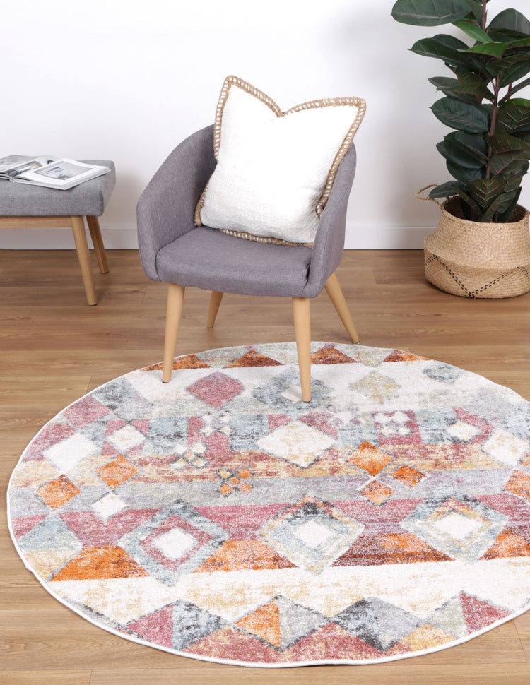 Windsor Tiled Multi Round Rug