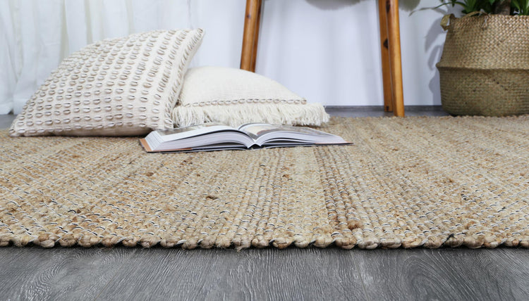 Taj Black Natural Basket Weave Jute Rug
