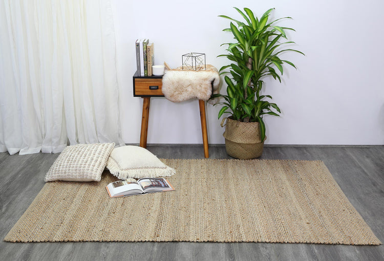 Taj Black Natural Basket Weave Jute Rug