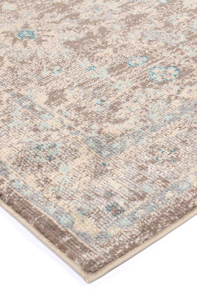 Micah Grey/Sky Blue Floral Rug