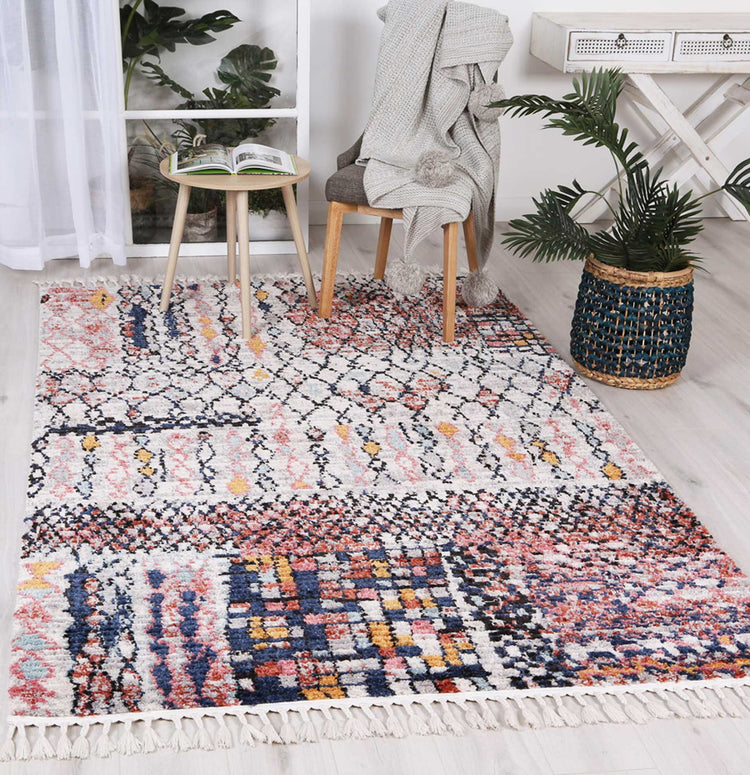 Boho Moroccan Fes Silver Pink Rug