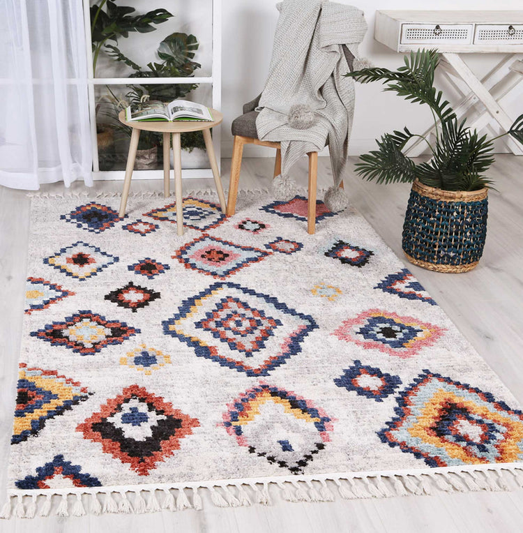 Boho Moroccan Agadir White Rug