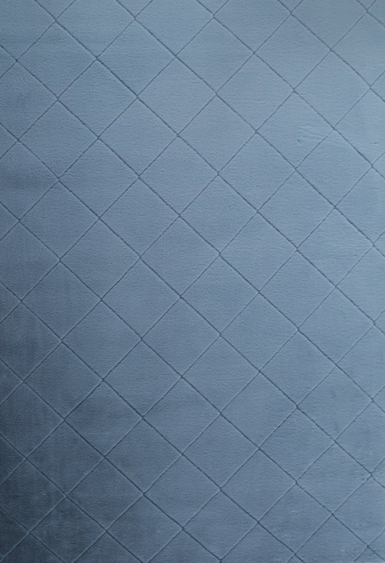 Plush Faux Fur Blue Diamond Rug