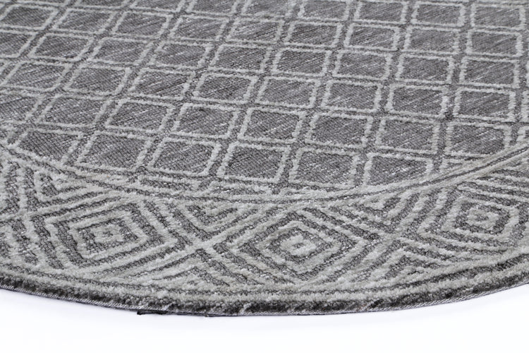 Amritsar Ajnala Grey Round Cotton Blend Rug