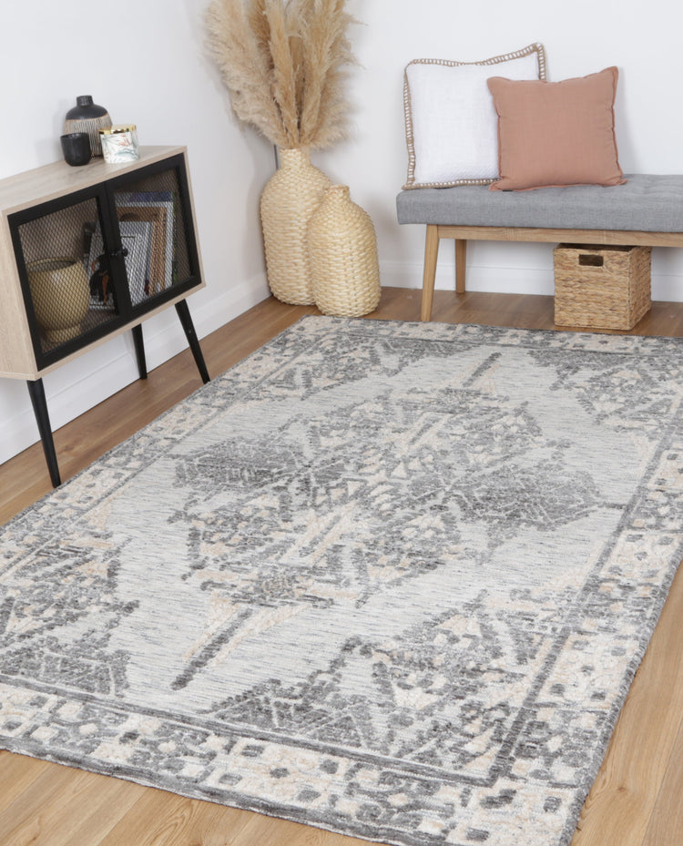 Amritsar Beas Charcoal & Beige Cotton Blend Rug