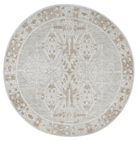 Amritsar Beas Cream Round Cotton Blend Rug