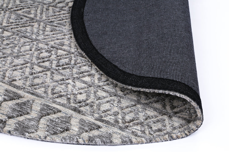 Amritsar Ramdass Charcoal & Beige Round Cotton Blend Rug