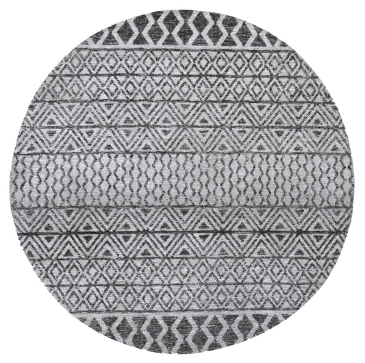 Amritsar Ramdass Grey Round Cotton Blend Rug