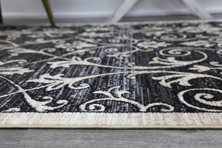 Arya Vines Grey Beige Rug