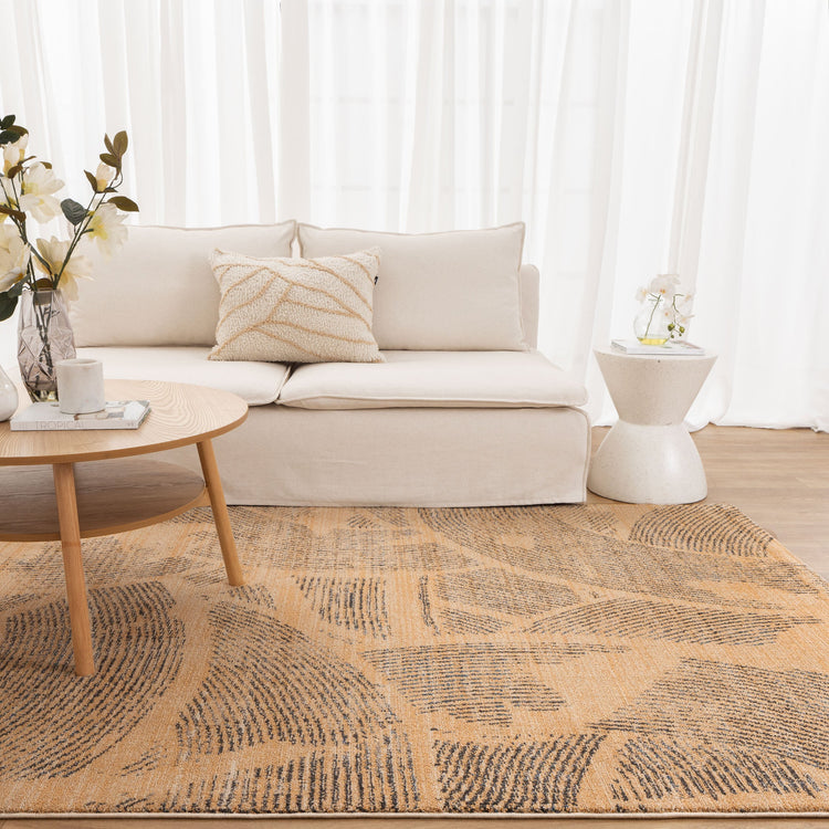 Clara Abstract Paintbrush Gold Rug - C104