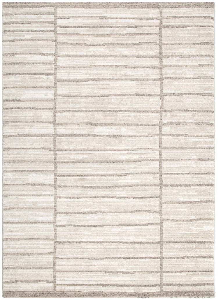 Clara Distressed Thick Lines Beige Grey Rug - C107