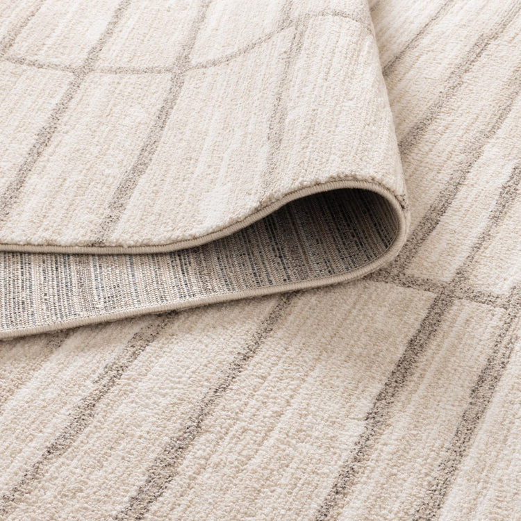 Clara Distressed Thick Lines Beige Grey Rug - C107