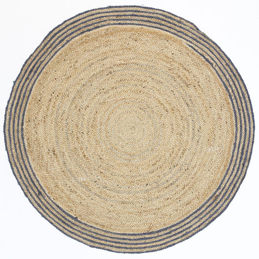 Capri Grey Natural Round Boarder Rug