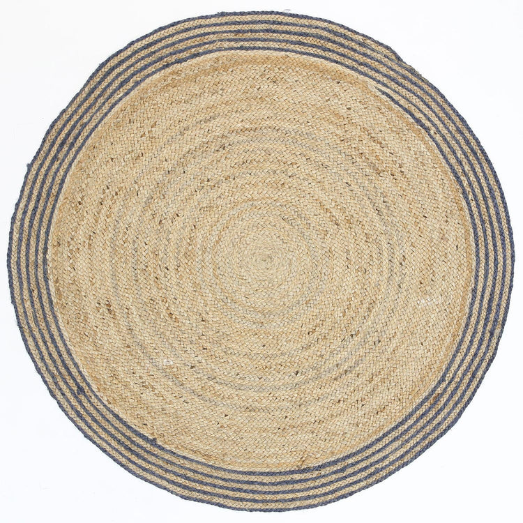 Capri Grey Natural Round Boarder Rug