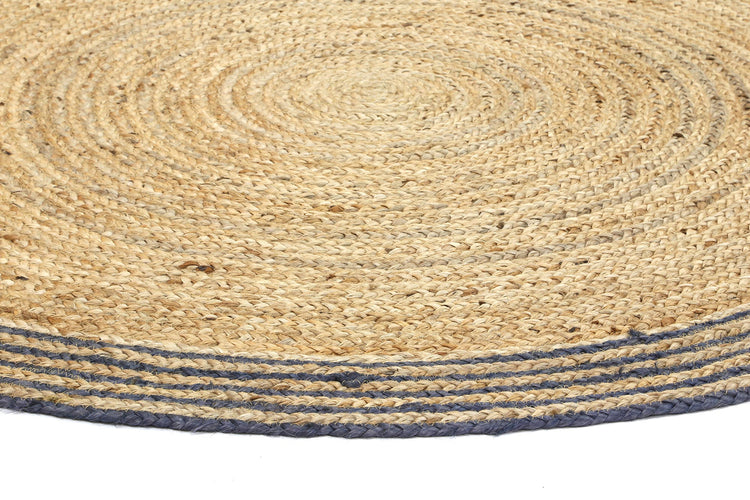 Capri Grey Natural Round Boarder Rug