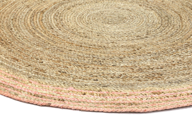 Capri Pink Natural Round Boarder Rug