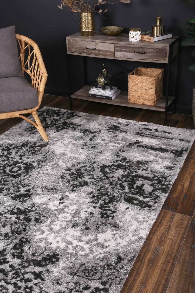 Century Nero Grey Plush Rug