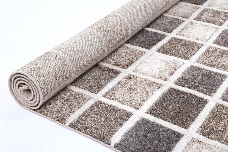 Chelsea Patchwork Grey and Beige Plush Rug