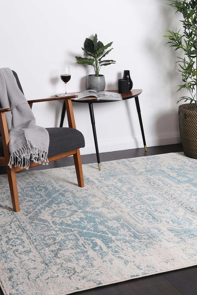 Delicate Audrey Ivory & Blue Rug