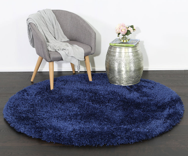 Flokati Super Soft Ultra Thick Navy Shaggy Round Rug