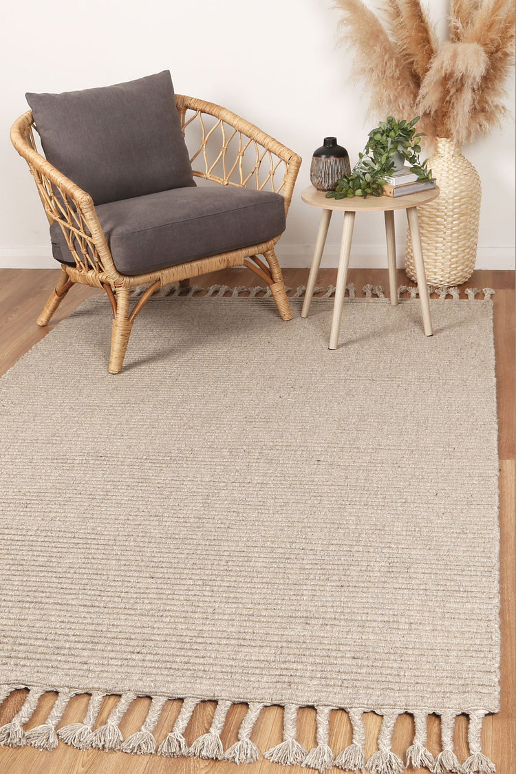 Goa Textured Wool Blend Ash Rug