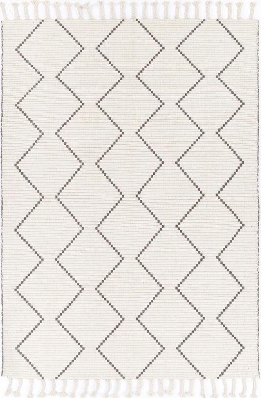 Goa Zig-Zag Wool Blend Cream Rug