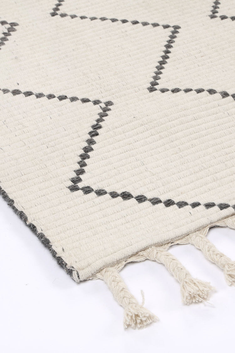 Goa Zig-Zag Wool Blend Cream Rug