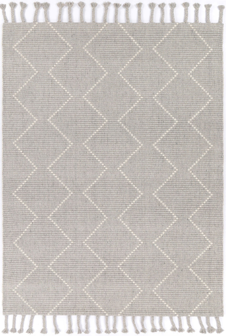 Goa Zig-Zag Wool Blend Grey Rug