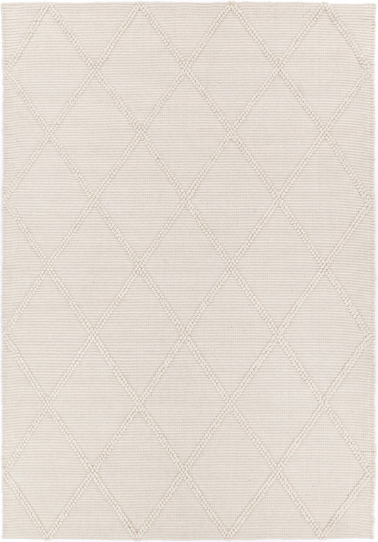 Goa Lattice Wool Blend Cream Rug (No Tassel)