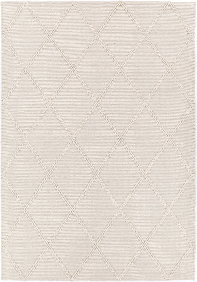 Goa Lattice Wool Blend Cream Rug (No Tassel)