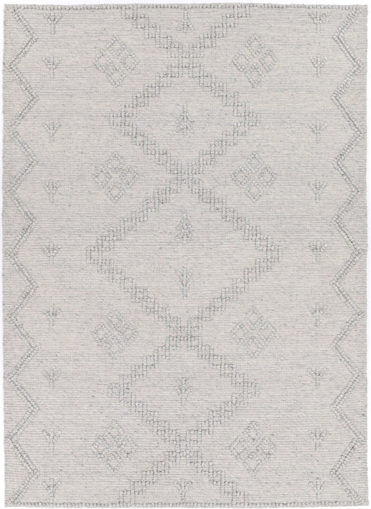 Goa Aztec Wool Blend Grey Rug (No Tassel)