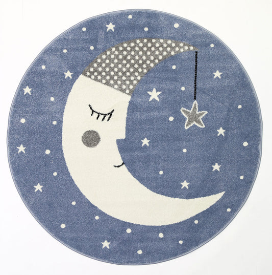 Happy Feet Nodding off to Nod Blue Round Kids Rug