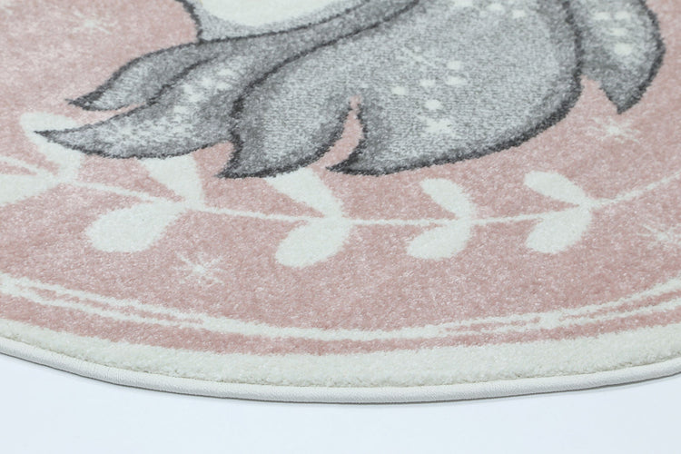 Happy Feet Unique Unicorn Pink Kids Round Rug