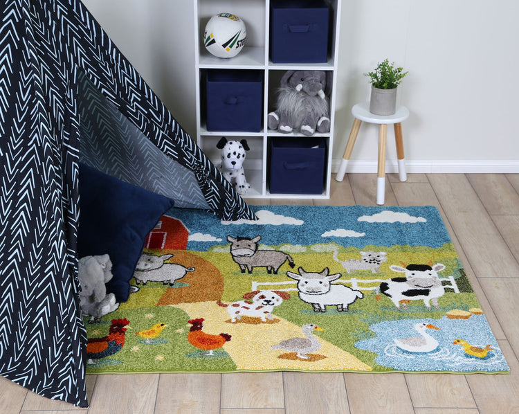 Happy Feet Farmyard Friends Multi Kids Rug