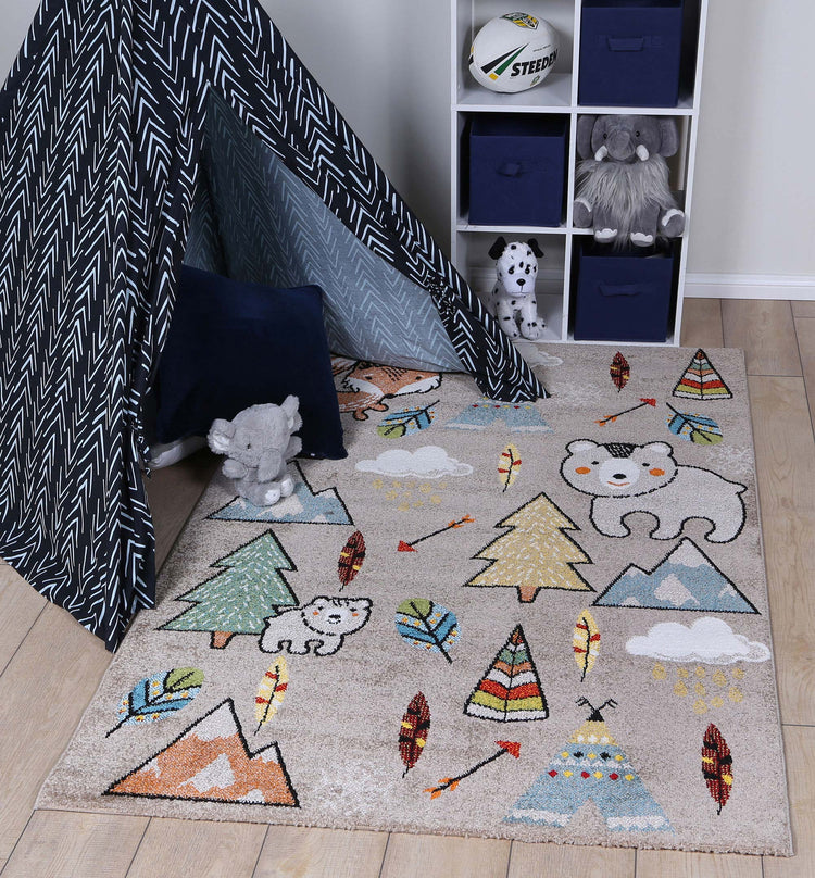 Happy Feet Mini Mountaineers Grey Kids Rug