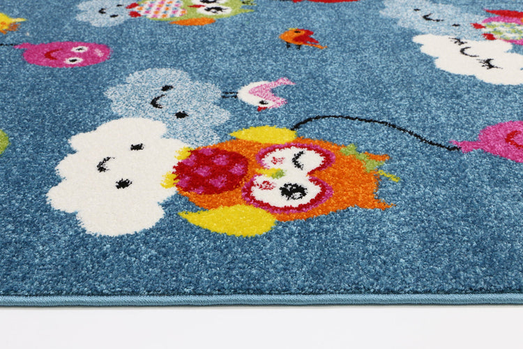 Happy Feet Baby Birds Blue Kids Rug