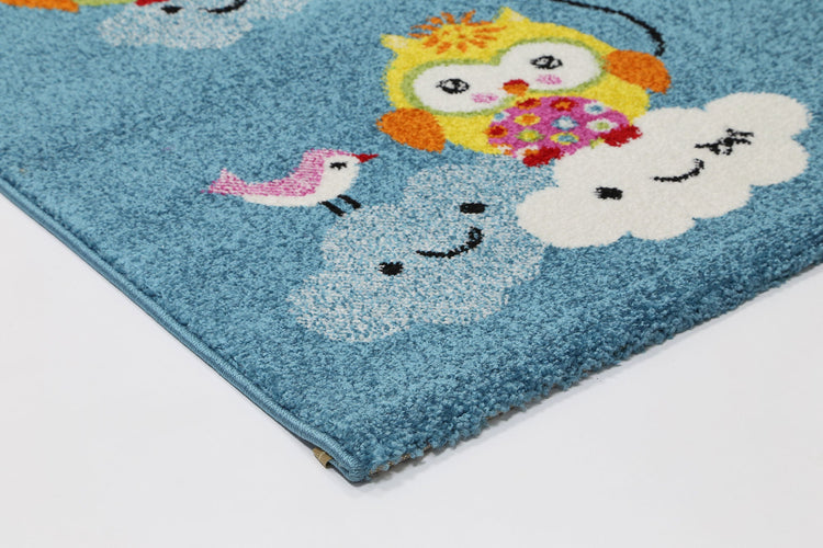 Happy Feet Baby Birds Blue Kids Rug