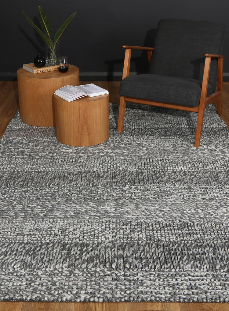 Harlow Grace Charcoal Wool Blend Rug