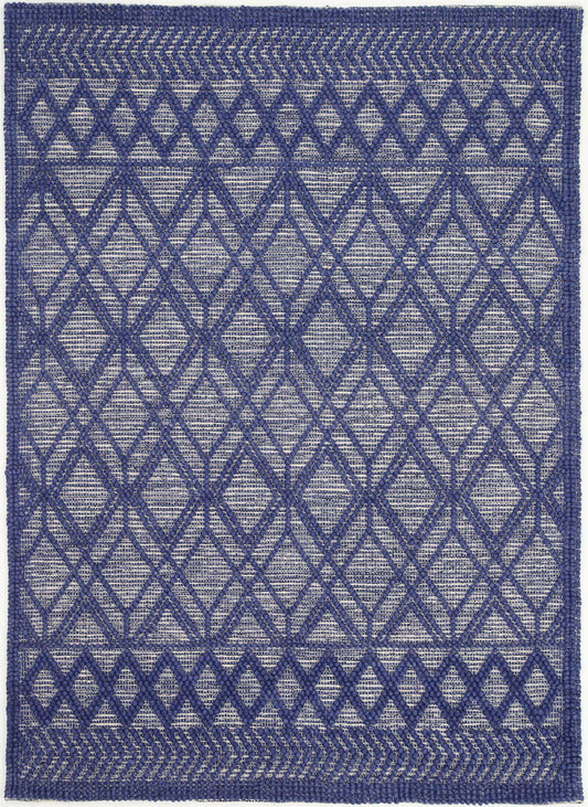 Himalaya Cobblestone Tribal Blue Wool Rug