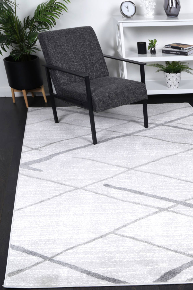 Kimberley Lattice Silver Contemporary Rug