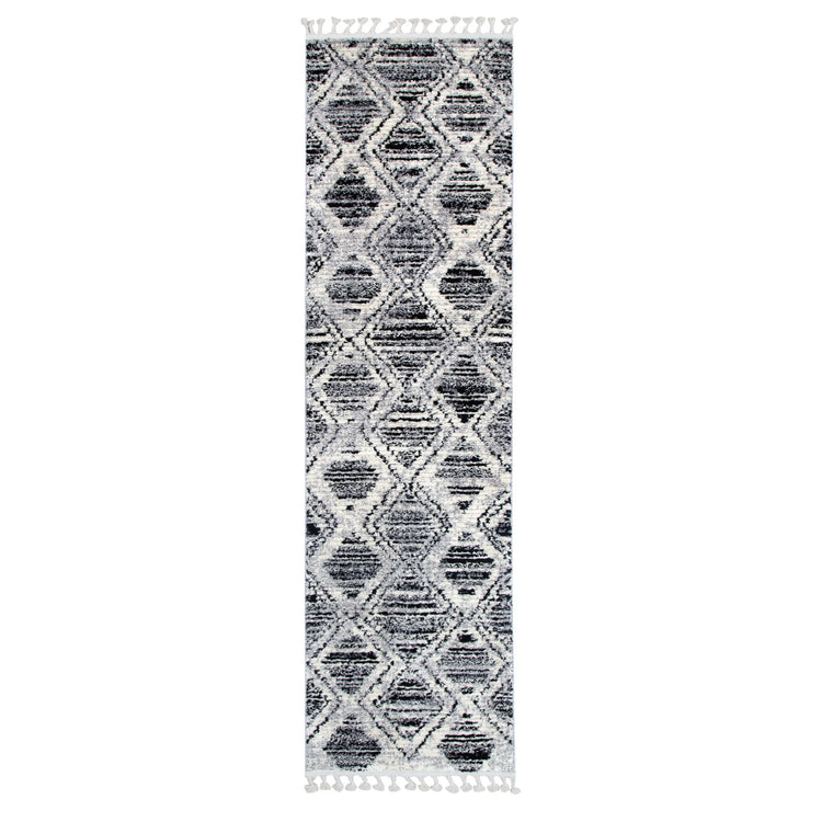 Mansour Diamond Black & White Geometric Rug