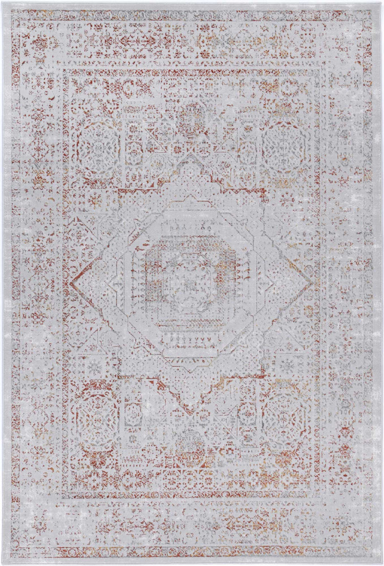 Porto Luna Cream & Red Traditional Rug